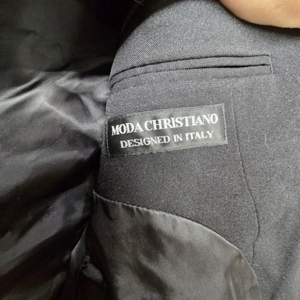 Moda Christiano Mens Black 3 Button‎ Blazer Sport Coat Designed in Italy 44R